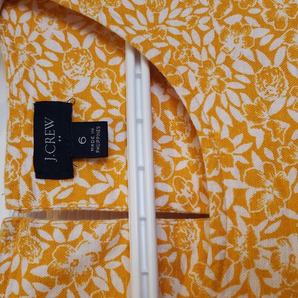 J Crew Yellow and White Linen Short Dress